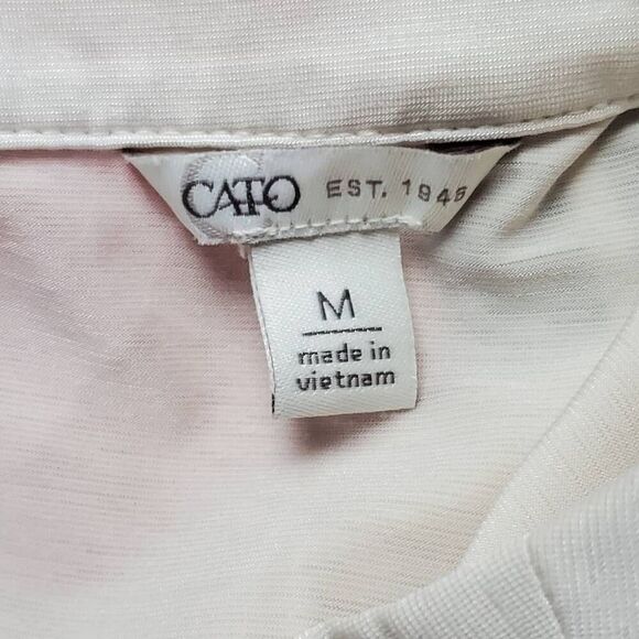 Cato Women’s Beige V-Neck High-Low Tunic Top M 3/4 Sleeve Crisscross Neck Stretc - Picture 4 of 6